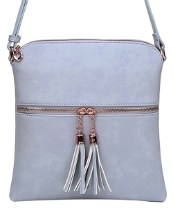 Fashion Zip Tassel Crossbody Bag LP062S BLUEGRAY